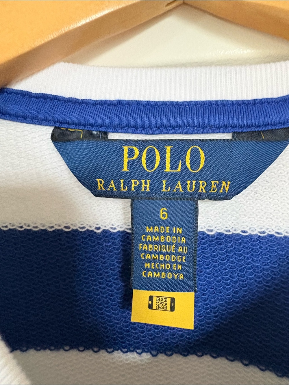 Polo by Ralph Lauren Blue and White Striped French Terry Cloth Sweatshirt Size 6 - Picture 4 of 6